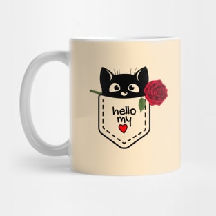 Sweet cute kitten in the pocket saying HELLO my Love / perfect gift for ALL Mug